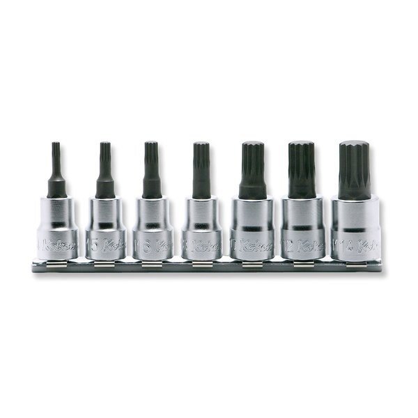 Bit Socket set XZN M4-M14 Triple Square 200mm 7 pieces 3/8 Sq. Drive, Ko-Ken, Mfr#: RS3020/7-L50